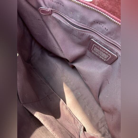 Coach Metallic Burgundy City Tote Women's Bag - Picture 7 of 12